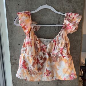 Abercrombie & Fitch Puff Sleeve Multi-Color Blouse